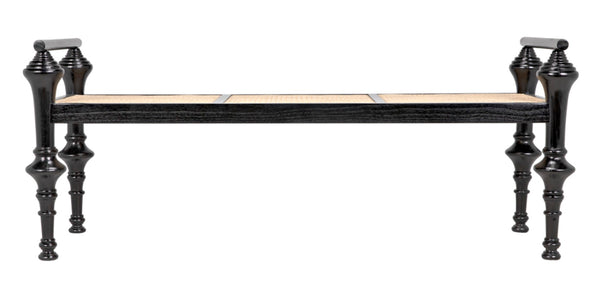 Noir Indochine Bench - Timeless Mindi Wood with Hand-Woven Caning for Modern, Elegant Home Seating Solutions AE-93CHB