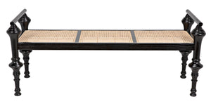 Noir Indochine Bench - Timeless Mindi Wood with Hand-Woven Caning for Modern, Elegant Home Seating Solutions AE-93CHB