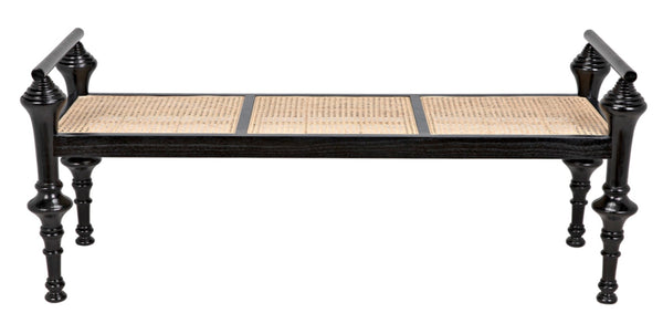 Noir Indochine Bench - Timeless Mindi Wood with Hand-Woven Caning for Modern, Elegant Home Seating Solutions AE-93CHB