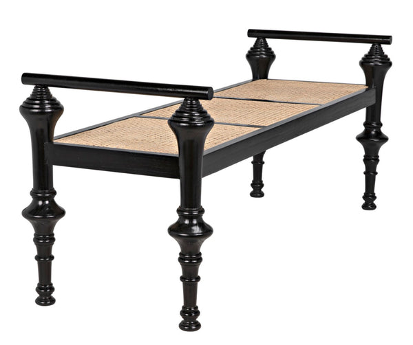 Noir Indochine Bench - Timeless Mindi Wood with Hand-Woven Caning for Modern, Elegant Home Seating Solutions AE-93CHB