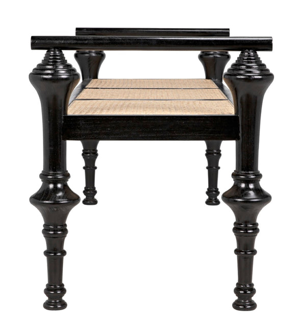 Noir Indochine Bench - Timeless Mindi Wood with Hand-Woven Caning for Modern, Elegant Home Seating Solutions AE-93CHB