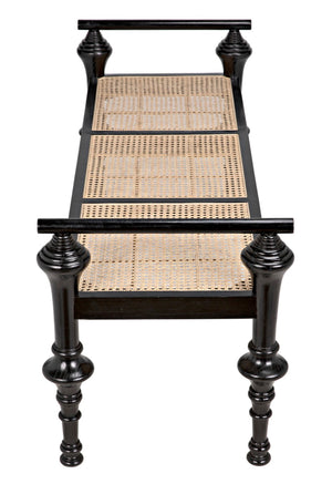 Noir Indochine Bench - Timeless Mindi Wood with Hand-Woven Caning for Modern, Elegant Home Seating Solutions AE-93CHB