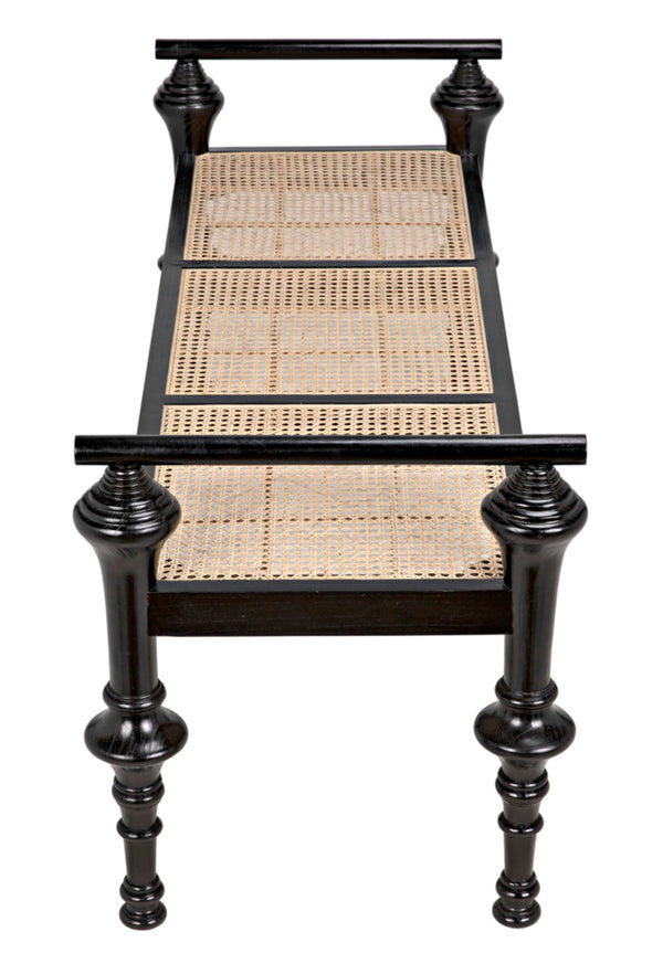 Noir Indochine Bench - Timeless Mindi Wood with Hand-Woven Caning for Modern, Elegant Home Seating Solutions AE-93CHB