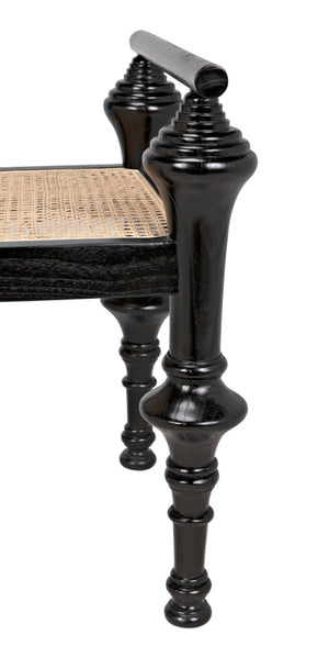 Noir Indochine Bench - Timeless Mindi Wood with Hand-Woven Caning for Modern, Elegant Home Seating Solutions AE-93CHB
