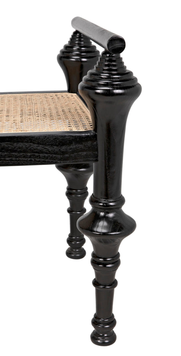 Noir Indochine Bench - Timeless Mindi Wood with Hand-Woven Caning for Modern, Elegant Home Seating Solutions AE-93CHB