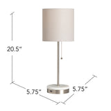 Marble Base Chrome Lamps W/ White Shade - Set of 2  AER1446BNWUSB Evolution by Crestview Collection