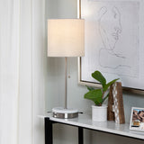 Marble Base Chrome Lamps W/ White Shade - Set of 2  AER1446BNWUSB Evolution by Crestview Collection