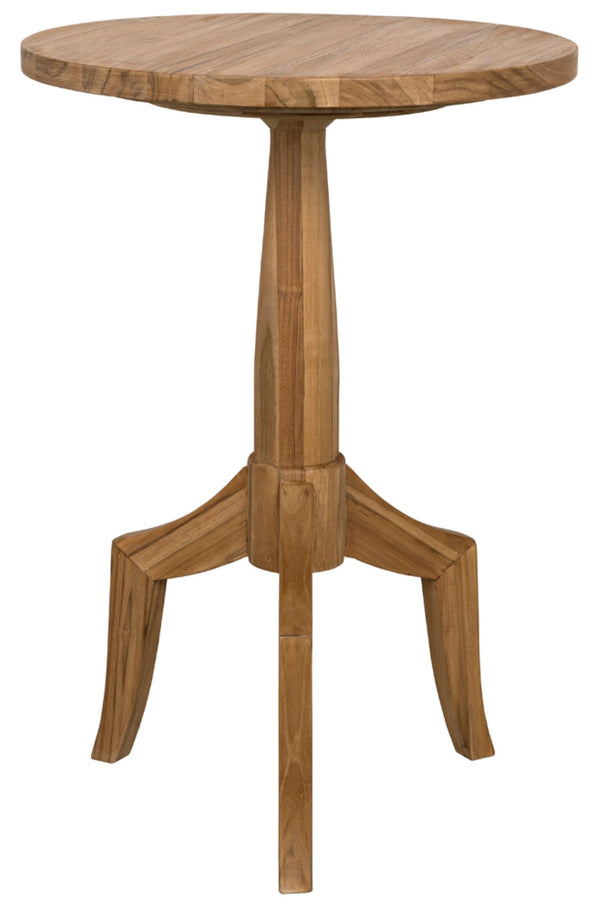 Noir Atomic Teak Table - Hand-Carved Accent Table with Tri-Leg Design for Modern Living Spaces, 20" x 20" AF-28