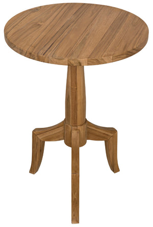 Noir Atomic Teak Table - Hand-Carved Accent Table with Tri-Leg Design for Modern Living Spaces, 20" x 20" AF-28
