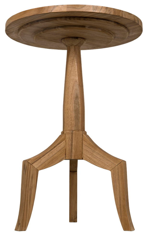 Noir Atomic Teak Table - Hand-Carved Accent Table with Tri-Leg Design for Modern Living Spaces, 20" x 20" AF-28