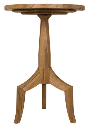 Noir Atomic Teak Table - Hand-Carved Accent Table with Tri-Leg Design for Modern Living Spaces, 20" x 20" AF-28