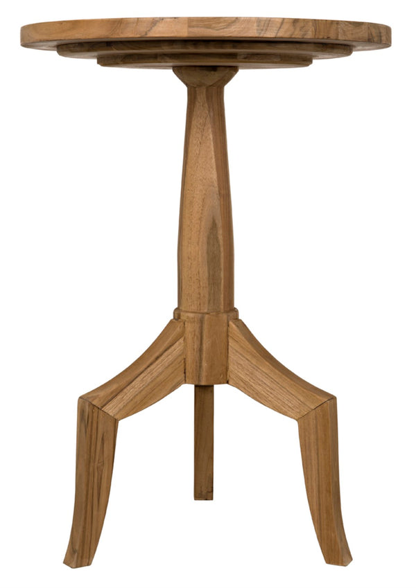 Noir Atomic Teak Table - Hand-Carved Accent Table with Tri-Leg Design for Modern Living Spaces, 20" x 20" AF-28