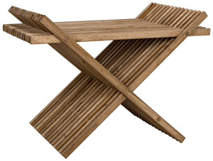 Noir Dede Stool - Versatile Teak Seating with Rustic Charm for Entryways, Spas, and Modern Interiors AF-32