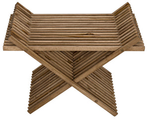 Noir Dede Stool - Versatile Teak Seating with Rustic Charm for Entryways, Spas, and Modern Interiors AF-32