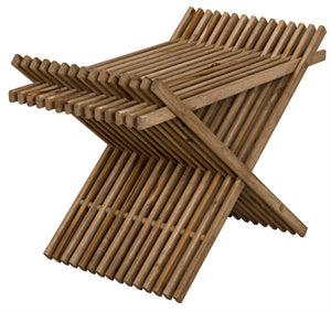 Noir Dede Stool - Versatile Teak Seating with Rustic Charm for Entryways, Spas, and Modern Interiors AF-32