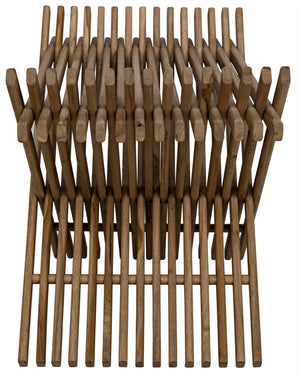 Noir Dede Stool - Versatile Teak Seating with Rustic Charm for Entryways, Spas, and Modern Interiors AF-32