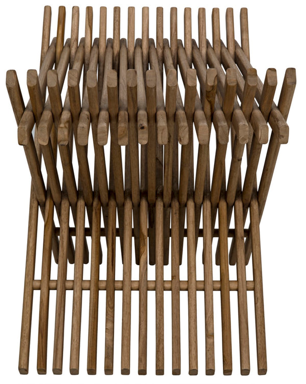 Noir Dede Stool - Versatile Teak Seating with Rustic Charm for Entryways, Spas, and Modern Interiors AF-32