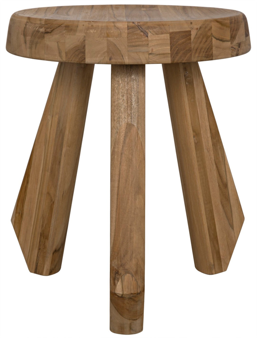 Noir Priam Teak Stool - Hand-Carved Artisanal Seating for Rustic Charm in Any Space, 15" x 15" x 18.5" AF-33
