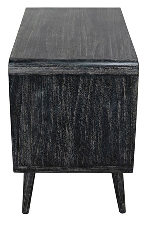 Noir Bart Chest - Cinder Black Mid-Century Modern Storage Unit with Natural Wood Grain & Brass Accents AF-44CB