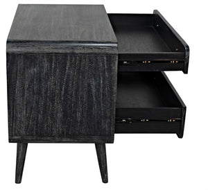 Noir Bart Chest - Cinder Black Mid-Century Modern Storage Unit with Natural Wood Grain & Brass Accents AF-44CB