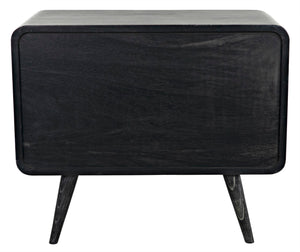 Noir Bart Chest - Cinder Black Mid-Century Modern Storage Unit with Natural Wood Grain & Brass Accents AF-44CB