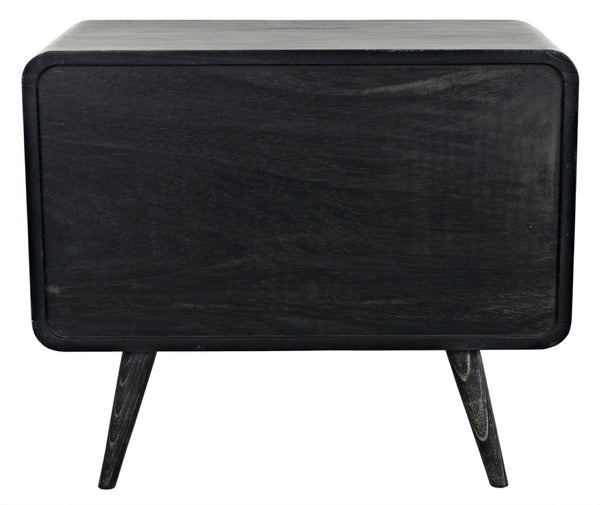 Noir Bart Chest - Cinder Black Mid-Century Modern Storage Unit with Natural Wood Grain & Brass Accents AF-44CB