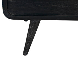 Noir Bart Chest - Cinder Black Mid-Century Modern Storage Unit with Natural Wood Grain & Brass Accents AF-44CB