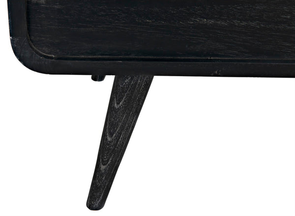 Noir Bart Chest - Cinder Black Mid-Century Modern Storage Unit with Natural Wood Grain & Brass Accents AF-44CB