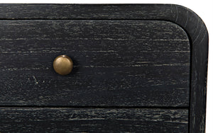 Noir Bart Chest - Cinder Black Mid-Century Modern Storage Unit with Natural Wood Grain & Brass Accents AF-44CB