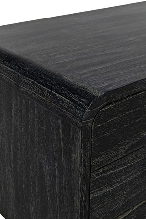 Noir Bart Chest - Cinder Black Mid-Century Modern Storage Unit with Natural Wood Grain & Brass Accents AF-44CB