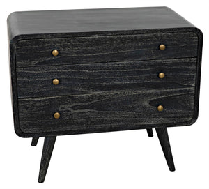 Noir Bart Chest - Cinder Black Mid-Century Modern Storage Unit with Natural Wood Grain & Brass Accents AF-44CB
