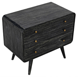 Noir Bart Chest - Cinder Black Mid-Century Modern Storage Unit with Natural Wood Grain & Brass Accents AF-44CB