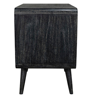 Noir Bart Chest - Cinder Black Mid-Century Modern Storage Unit with Natural Wood Grain & Brass Accents AF-44CB