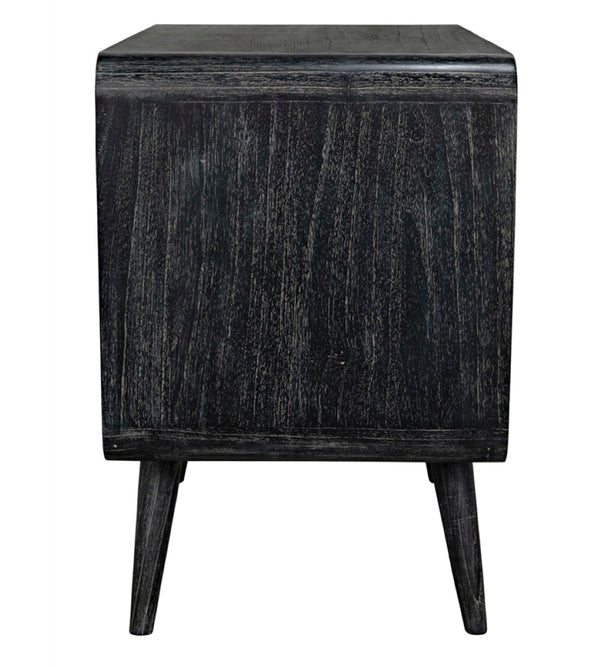Noir Bart Chest - Cinder Black Mid-Century Modern Storage Unit with Natural Wood Grain & Brass Accents AF-44CB