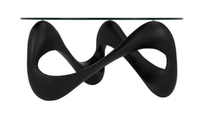 Noir Orion Coffee Table - Celestial-Inspired Matte Black Resin with Glass Top, Modern & Versatile Design AF-55B