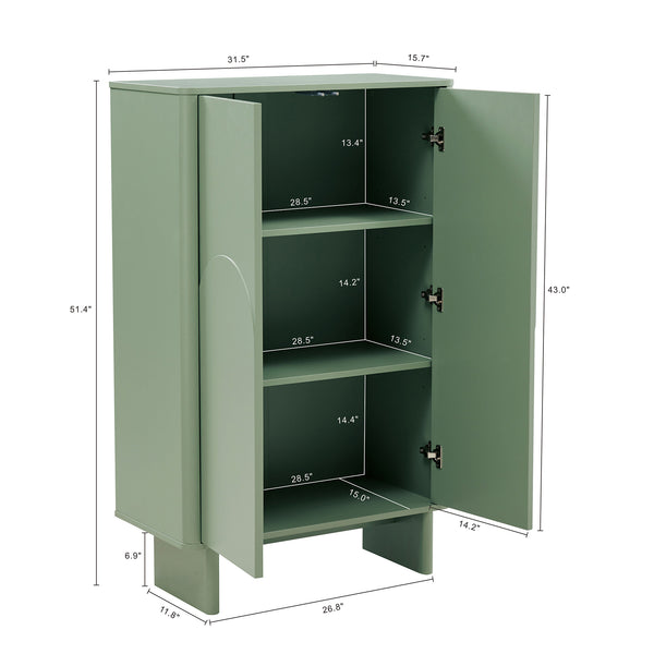 Manhattan Comfort Ella Accent Cabinet - Effortlessly Elegant Storage Solution With Adjustable Shelves For Any Room Sage Green Mdf Af003-gr