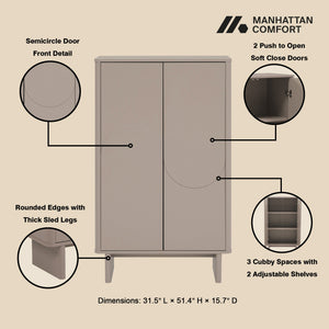 Manhattan Comfort Ella Accent Cabinet - Effortlessly Elegant Storage Solution With Adjustable Shelves For Any Room Mocha Mdf Af003-mo
