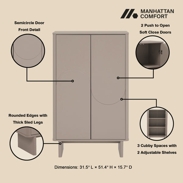 Manhattan Comfort Ella Accent Cabinet - Effortlessly Elegant Storage Solution With Adjustable Shelves For Any Room Mocha Mdf Af003-mo