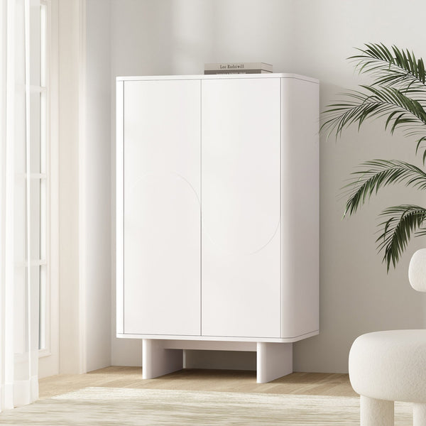 Manhattan Comfort Ella Accent Cabinet - Effortlessly Elegant Storage Solution With Adjustable Shelves For Any Room White Mdf Af003-wh