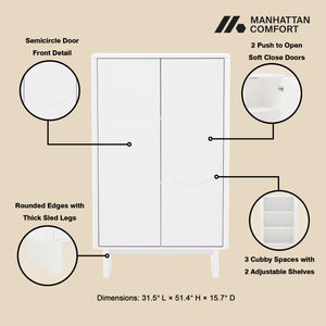 Manhattan Comfort Ella Accent Cabinet - Effortlessly Elegant Storage Solution With Adjustable Shelves For Any Room White Mdf Af003-wh