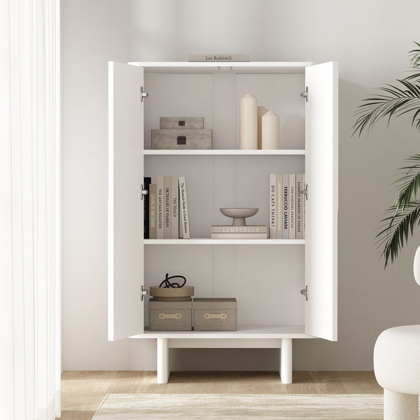 Manhattan Comfort Ella Accent Cabinet - Effortlessly Elegant Storage Solution With Adjustable Shelves For Any Room White Mdf Af003-wh