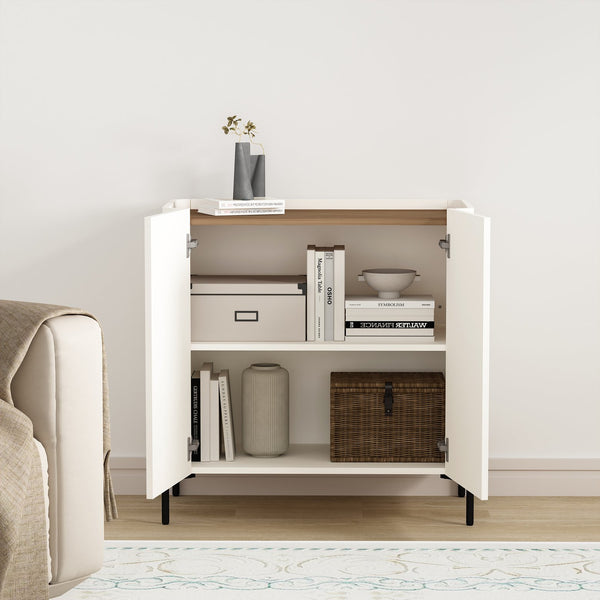 Manhattan Comfort Abbey Accent Cabinet - Elegant Storage Solution With Adjustable Shelves For Stylish Home Organization Maple And Off White Mdp Af004-ow