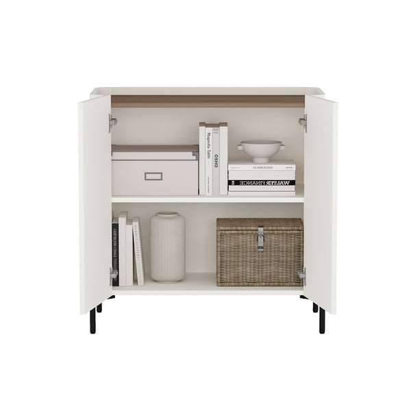 Manhattan Comfort Abbey Accent Cabinet - Elegant Storage Solution With Adjustable Shelves For Stylish Home Organization Maple And Off White Mdp Af004-ow
