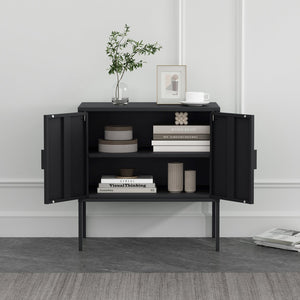 Manhattan Comfort Ava Accent Cabinet - Modern Charm With Adjustable Shelves For Stylish Organization In Any Room Black Steel Af005-bk