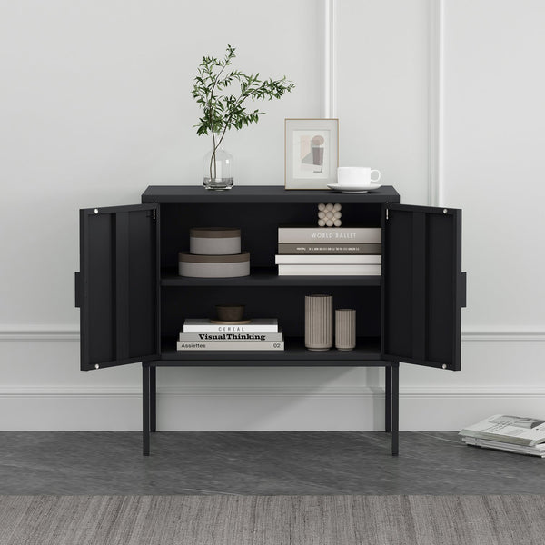 Manhattan Comfort Ava Accent Cabinet - Modern Charm With Adjustable Shelves For Stylish Organization In Any Room Black Steel Af005-bk