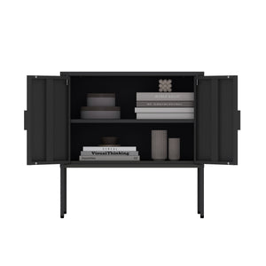 Manhattan Comfort Ava Accent Cabinet - Modern Charm With Adjustable Shelves For Stylish Organization In Any Room Black Steel Af005-bk