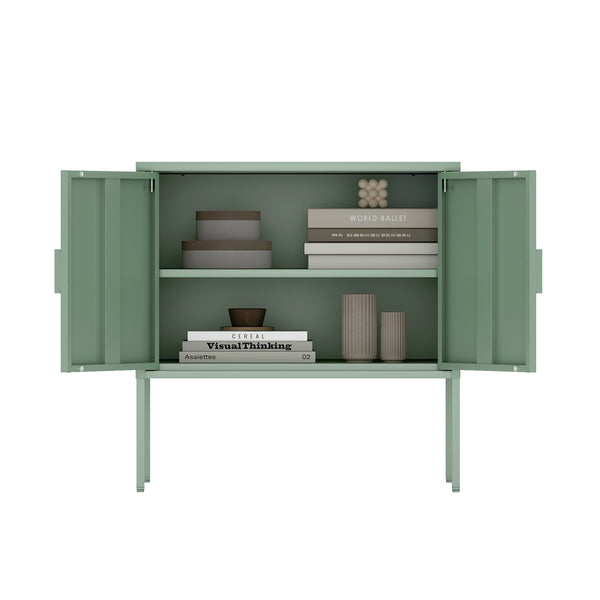 Manhattan Comfort Ava Accent Cabinet - Modern Charm With Adjustable Shelves For Stylish Organization In Any Room Green Steel Af005-gr