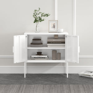 Manhattan Comfort Ava Accent Cabinet - Modern Charm With Adjustable Shelves For Stylish Organization In Any Room White Steel Af005-wh