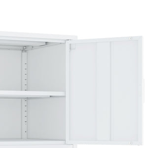 Manhattan Comfort Ava Accent Cabinet - Modern Charm With Adjustable Shelves For Stylish Organization In Any Room White Steel Af005-wh