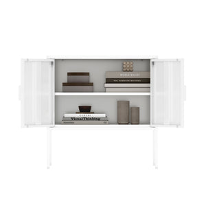Manhattan Comfort Ava Accent Cabinet - Modern Charm With Adjustable Shelves For Stylish Organization In Any Room White Steel Af005-wh